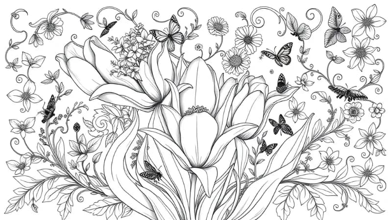 AI Floral Flower Coloring Pages Generator