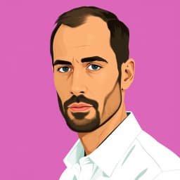 a man with a stubbled face and a white shirt in the clean, minimal style of Alex Katz.