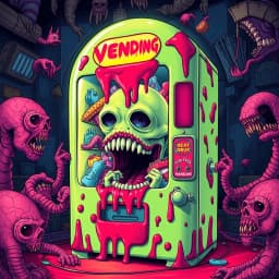 a nightmarish vending machine that dispenses living body parts