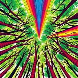 A forest canopy translated into rhythmic stripes of gree