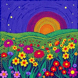 a blooming spring garden at sunrise