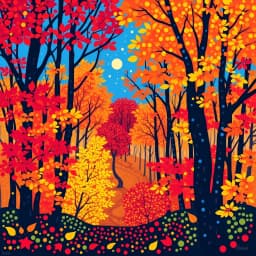 a peaceful forest in autumn leaves