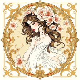 A seasonal spirit personified with art nouveau flourishes