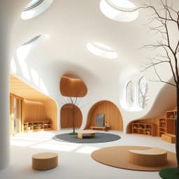 a modern kindergarten inspired by natural playforms