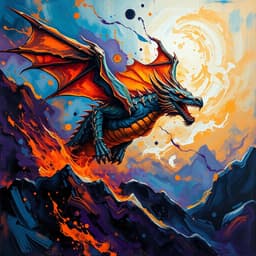 dragon flying over mountains