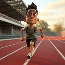 A male athlete training on a running track