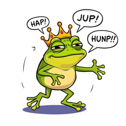 A frog wearing a crown and refusing to jump