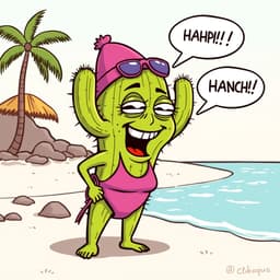 A cactus wearing a swimsuit at the beach