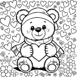 A cheerful teddy bear holding a heart in its paws