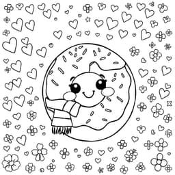 A happy donut with a face, sprinkles, and a bite taken out