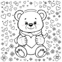 A cheerful teddy bear holding a heart in its paws