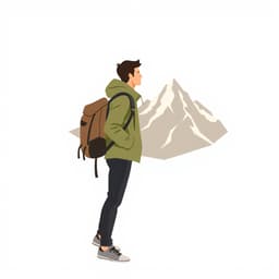 a traveler with a backpack looking at a mountain view