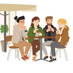 a group of friends enjoying coffee at an outdoor café