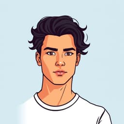 A stylish man with curly black hair, deep brown eyes, and a white T-shirt against a light blue background.