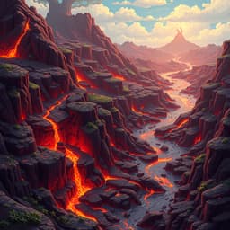 Volcanic Hellscape with Lava Rivers