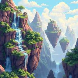 Floating Sky Islands with Waterfalls