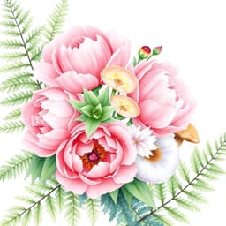 Peonies and Ferns