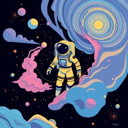 An astronaut exploring a distant galaxy