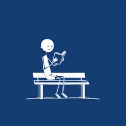 A stickman sitting on a bench, reading a book