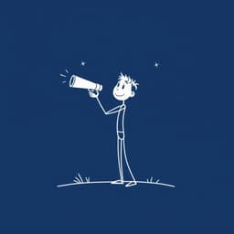 A stickman holding a telescope and looking at the stars