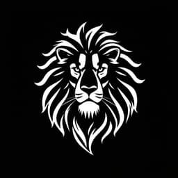 A majestic lion with a flowing mane, designed using bold negative space techniques.