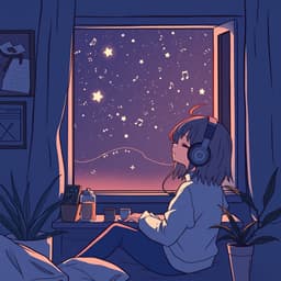 staring at the stars through an open window while listening to calm tunes