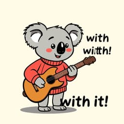 A koala wearing a sweater, playing the guitar.