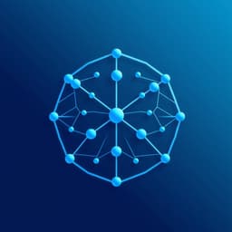 Create an icon symbolizing artificial intelligence, with abstract neural networks and geometric nodes, using cool blues and gradients for a tech-inspired look