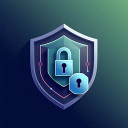 Create a modern cybersecurity icon with shield-like geometric shapes and digital lock elements, showcasing protection and data security