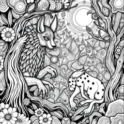 Mystical Animal Spirits in a Psychedelic Forest