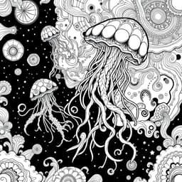 Floating Cosmic Jellyfish in a Dreamlike Ocean