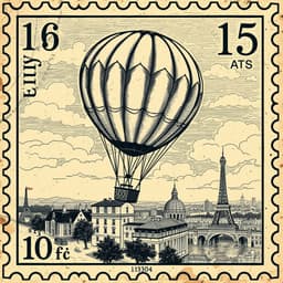 an antique hot air balloon drifting above historic Paris