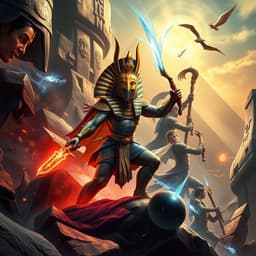 an ancient Egyptian-themed action-adventure involving mythological gods, secret tombs, and supernatural powers